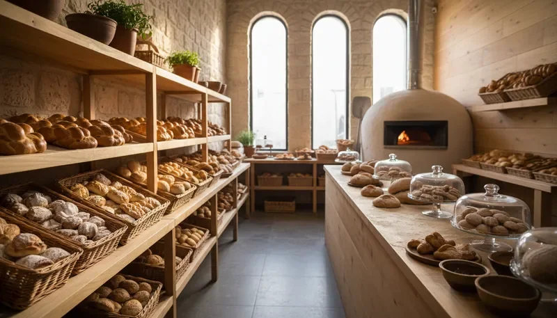 פנים מאפיית הבית בירושלים עם מאפים טריים ואווירה ביתית